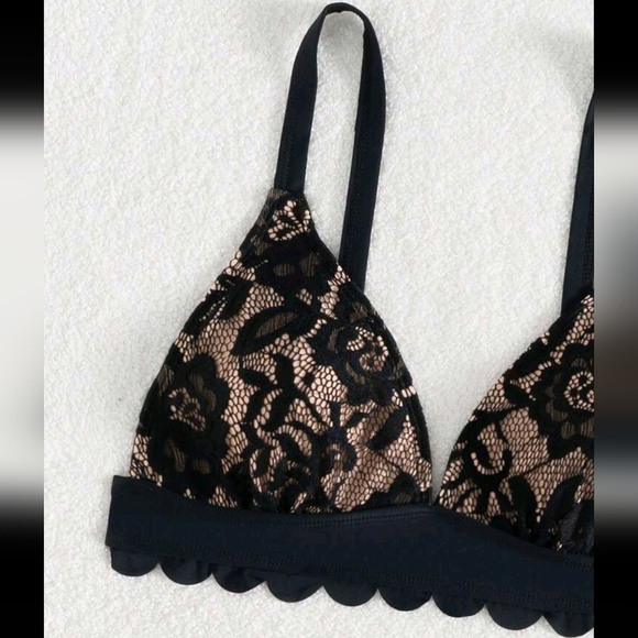 2pcs Women Beach Outfits - Lace Shell Trim Spaghetti Strap Tie-Up Bikini Set ❤️C - Picture 4 of 4